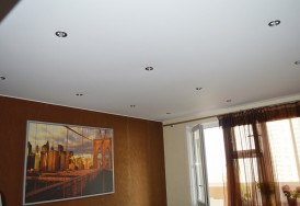 Одноуровневые натяжные потолки в гостиную
